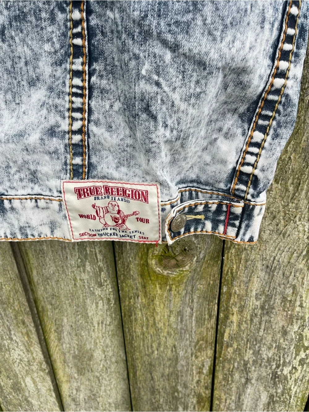 True Religion Acid Wash Denim Trucker Vest Sleeveless Jean Jacket Big Tall 3XL